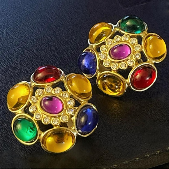 ✨Gorgeous Vintage Cabochon Clip-On Earrings